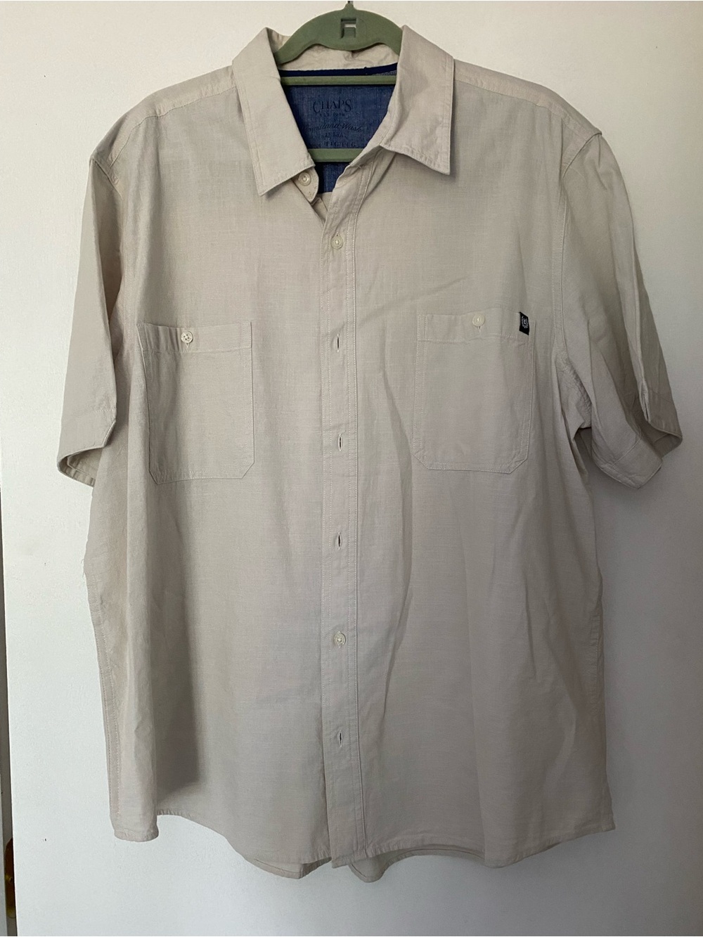 Chaps Beige Short-Sleeve Casual Button-Down Shirt XXL, NWOT, NEVER WORN